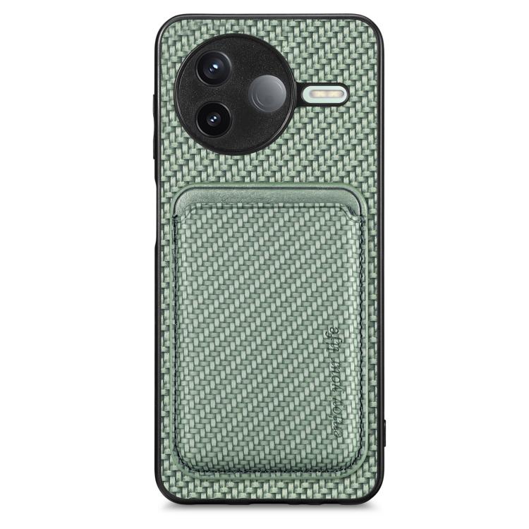 

For Redmi K80 / Poco F7 Pro Carbon Fiber Leather Card Magnetic Phone Case(Green)