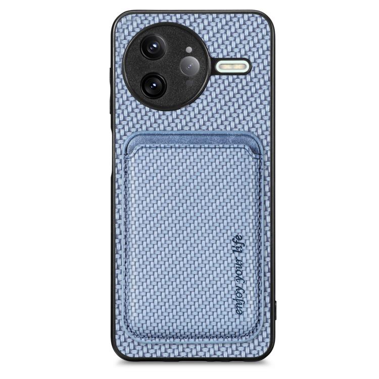 

For Redmi K80 Pro / Poco F7 Ultra Carbon Fiber Leather Card Magnetic Phone Case(Blue)