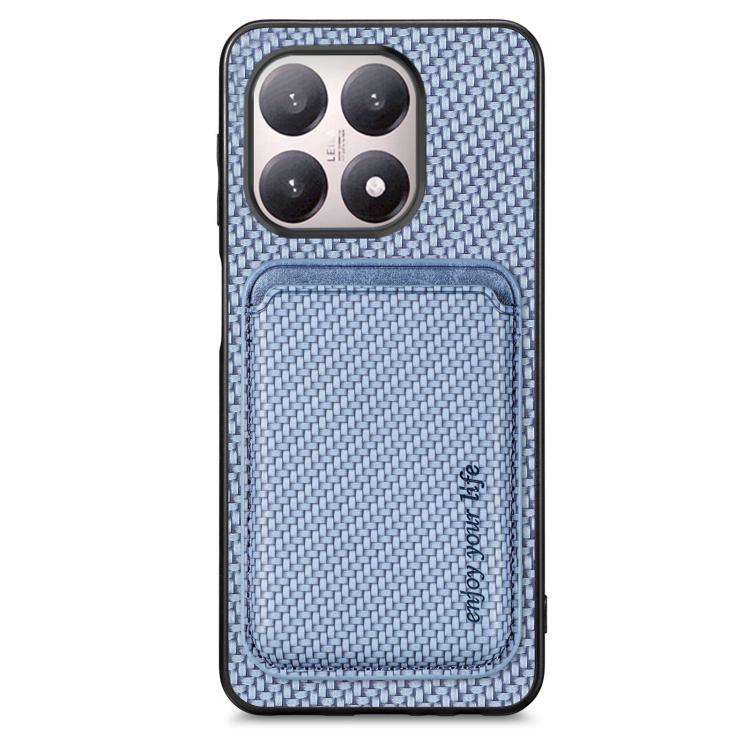 

For Xiaomi 15T Carbon Fiber Leather Card Magnetic Phone Case(Blue)