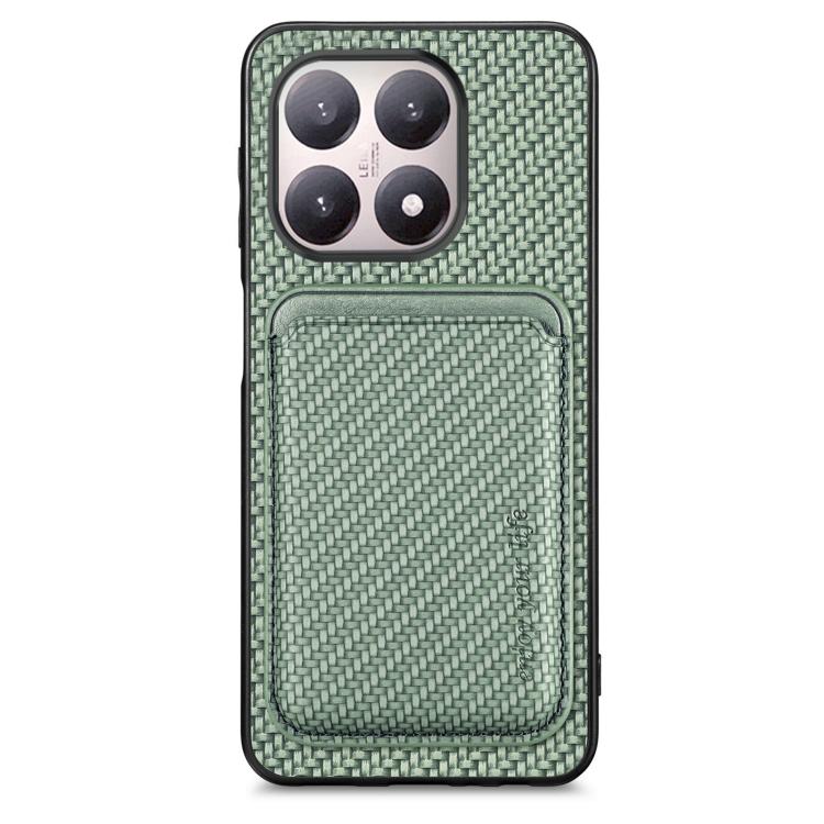 

For Xiaomi 15T Carbon Fiber Leather Card Magnetic Phone Case(Green)