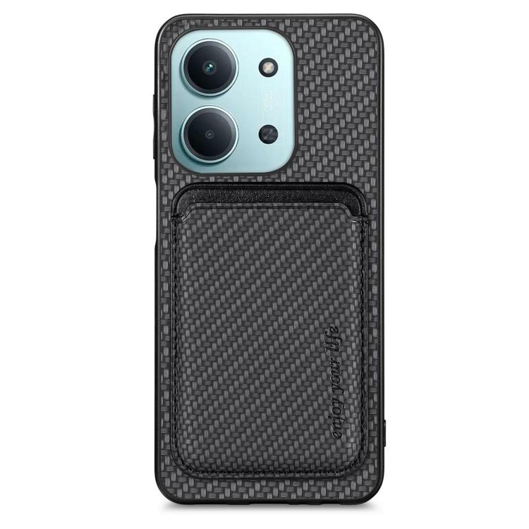 

For Redmi 15C 5G / 4G Glodal 171mm Carbon Fiber Leather Card Magnetic Phone Case(Black)