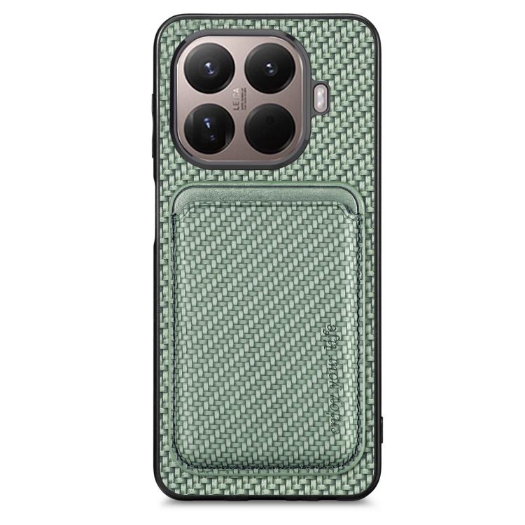 

For Xiaomi 15T Pro Carbon Fiber Leather Card Magnetic Phone Case(Green)