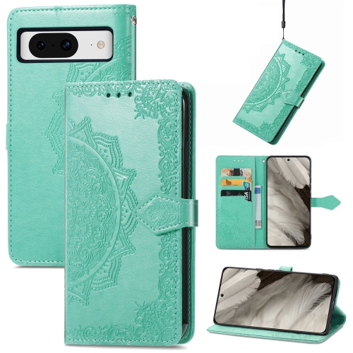 

For Google Pixel 8 Mandala Flower Embossed Leather Phone Case(Green)