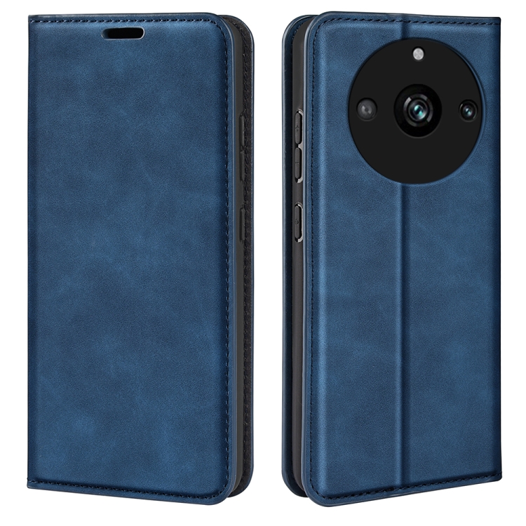 

For Realme 11 Pro Retro-skin Magnetic Suction Leather Phone Case(Dark Blue)