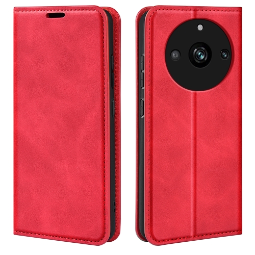 

For Realme 11 Retro-skin Magnetic Suction Leather Phone Case(Red)