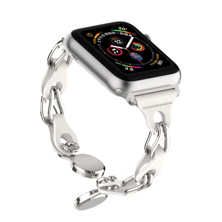 Para Apple Watch SE 40 mm Cadena de cuero hueco Correa de reloj