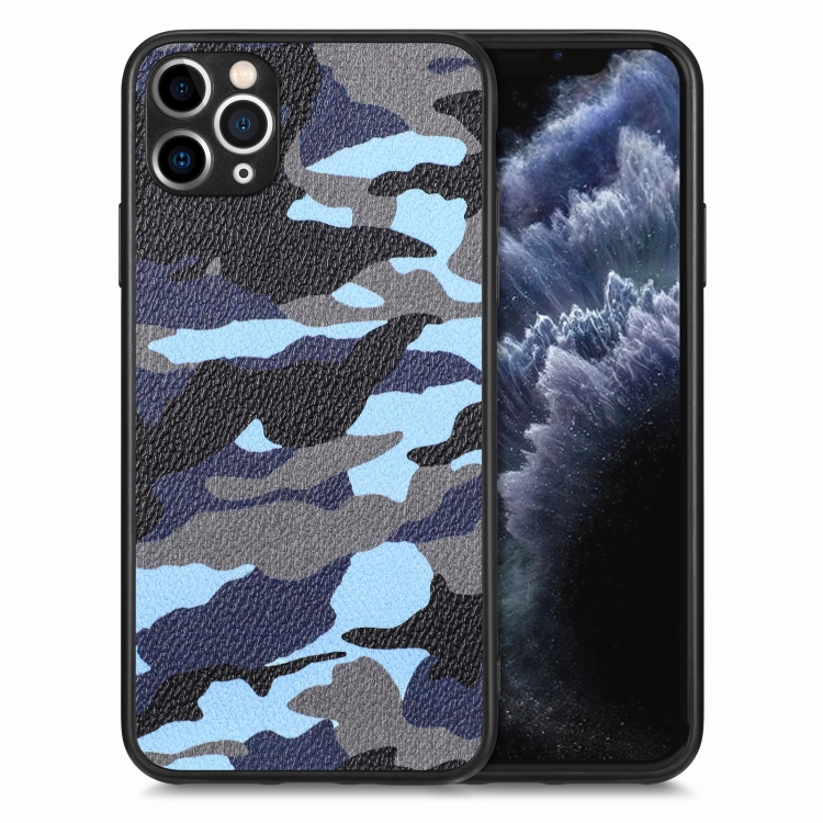 

For iPhone 11 Camouflage Leather Back Cover Phone Case(Blue)