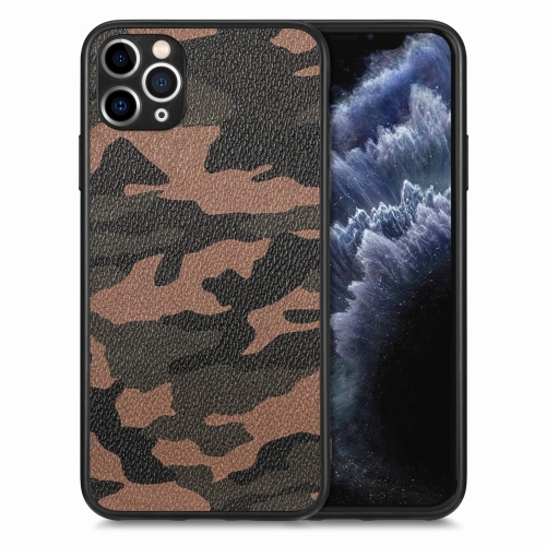

For iPhone 11 Pro Max Camouflage Leather Back Cover Phone Case(Brown)