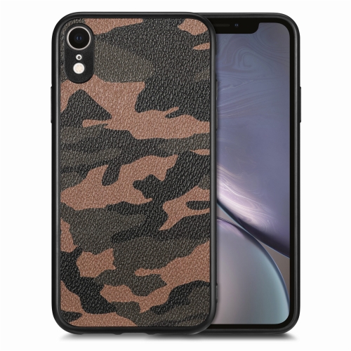 

For iPhone XR Camouflage Leather Back Cover Phone Case(Brown)