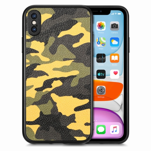 

For iPhone XS Max Camouflage Leather Back Cover Phone Case(Yellow)