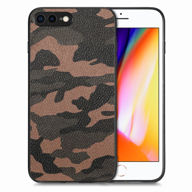 

For iPhone SE 2022 / 7 / 8 Camouflage Leather Back Cover Phone Case(Brown)
