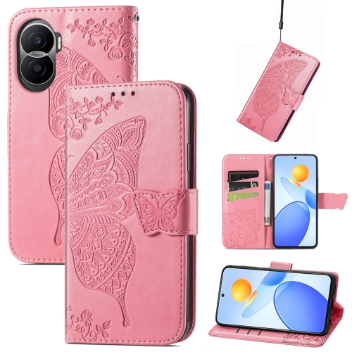 

For Honor Play 7T Pro Butterfly Love Flower Embossed Leather Phone Case(Pink)