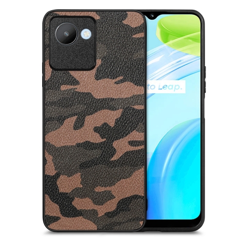 

For Realme C30 Camouflage Leather Back Cover Phone Case(Brown)