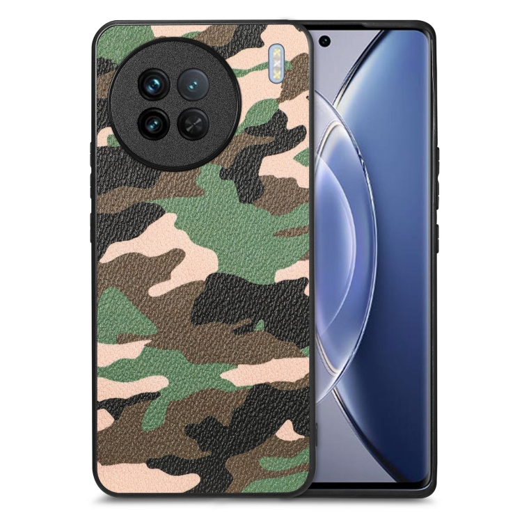 

For vivo X90 Camouflage Leather Back Cover Phone Case(Green)