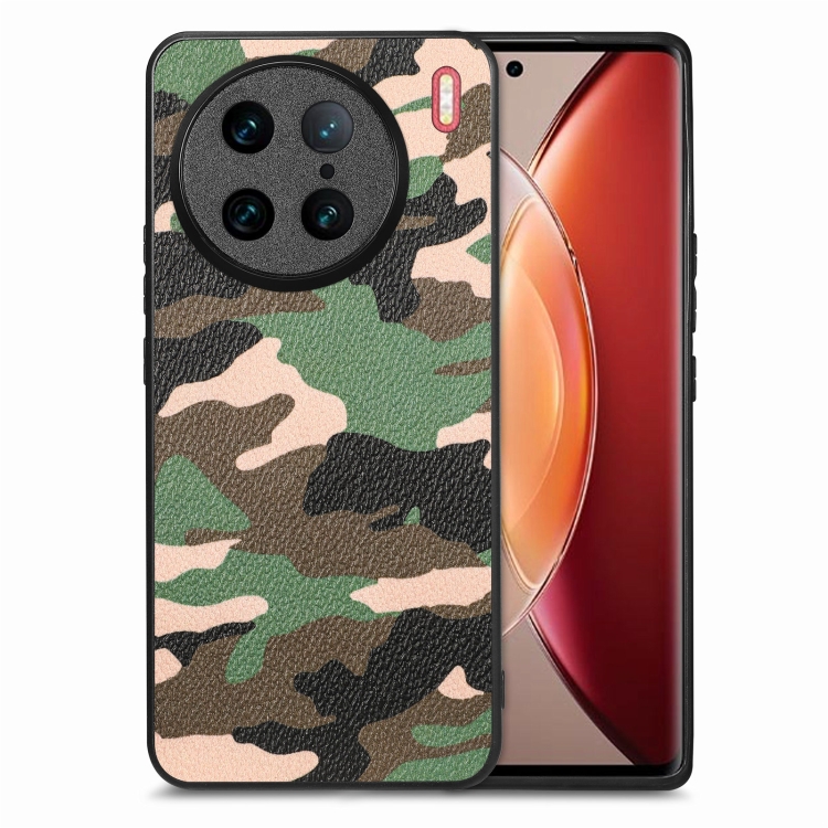 

For vivo X90 Pro Camouflage Leather Back Cover Phone Case(Green)