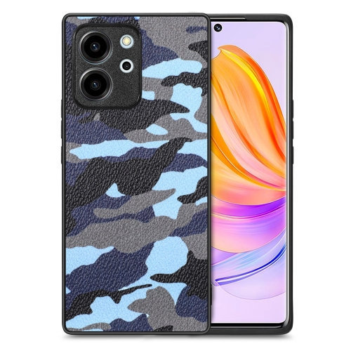 

For Honor 80 SE Camouflage Leather Back Cover Phone Case(Blue)