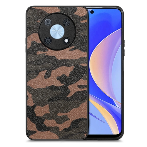 

For Huawei Nova Y90 Camouflage Leather Back Cover Phone Case(Brown)