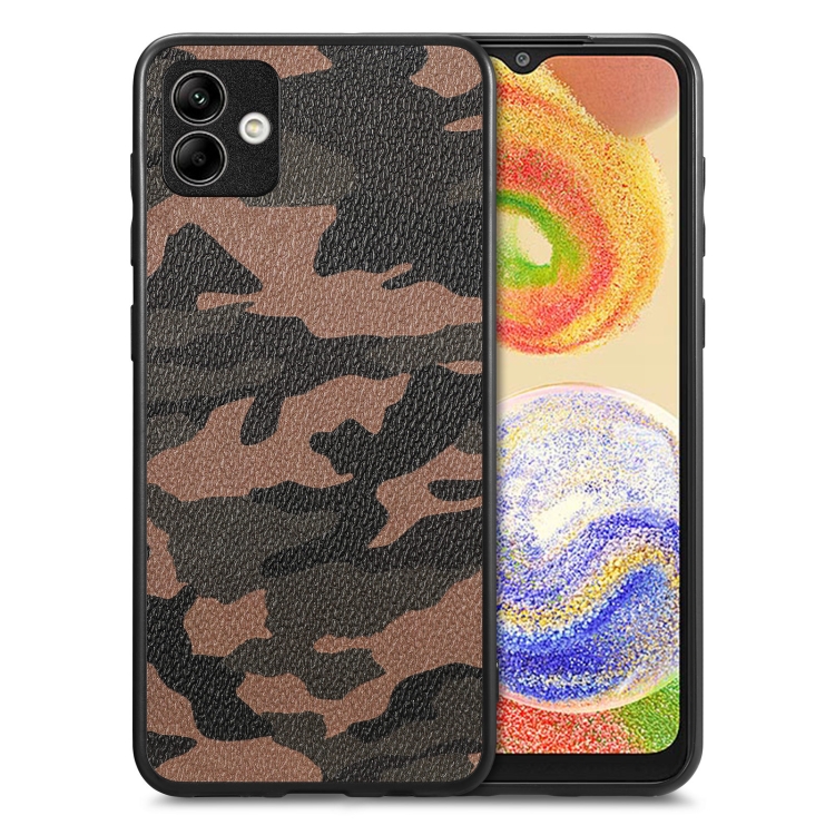 

For Samsung Galaxy A04 4G Camouflage Leather Back Cover Phone Case(Brown)