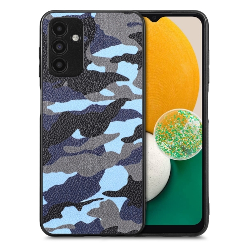 

For Samsung Galaxy A13 5G Camouflage Leather Back Cover Phone Case(Blue)