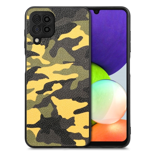

For Samsung Galaxy A22 4G Camouflage Leather Back Cover Phone Case(Yellow)