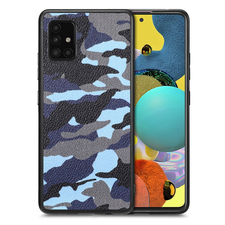 

For Samsung Galaxy A51 5G Camouflage Leather Back Cover Phone Case(Blue)