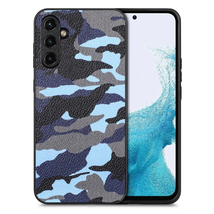 

For Samsung Galaxy A54 5G Camouflage Leather Back Cover Phone Case(Blue)