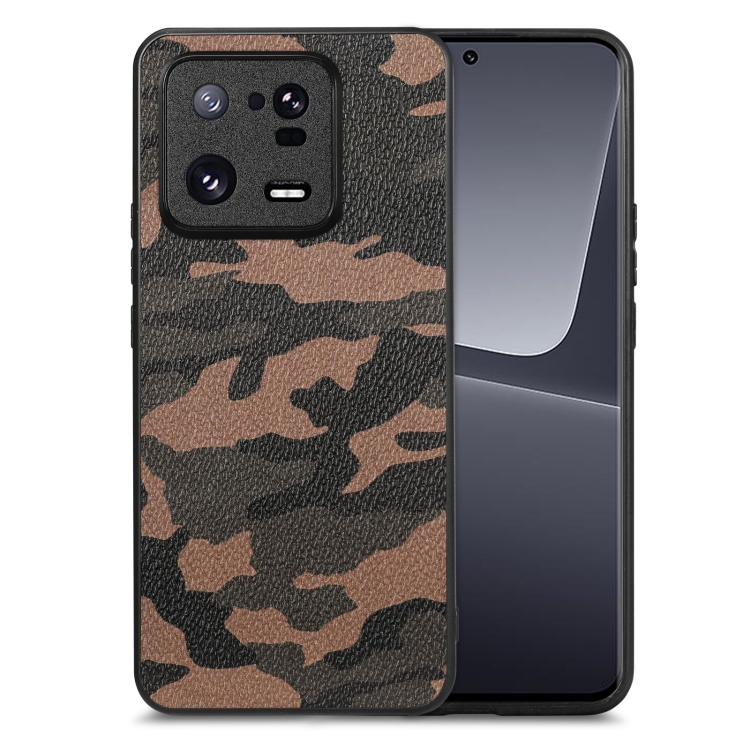

For Xiaomi 13 Pro Camouflage Leather Back Cover Phone Case(Brown)