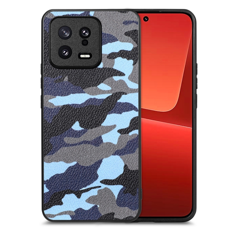 

For Xiaomi 13 Camouflage Leather Back Cover Phone Case(Blue)