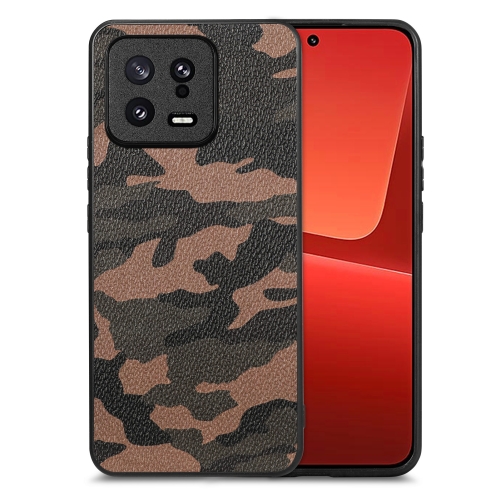 

For Xiaomi 13 Camouflage Leather Back Cover Phone Case(Brown)