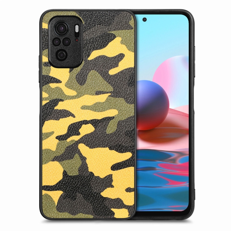 

For Redmi Note 10 Camouflage Leather Back Cover Phone Case(Yellow)