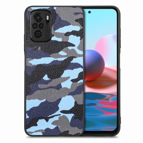 

For Redmi Note 10 Camouflage Leather Back Cover Phone Case(Blue)