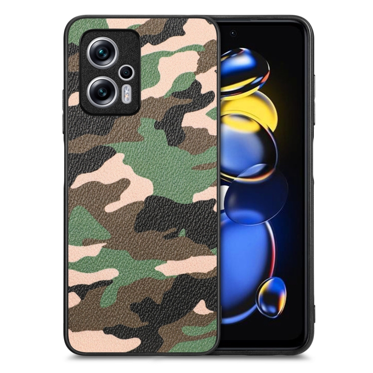 

For Redmi Note 11T Pro 5G Camouflage Leather Back Cover Phone Case(Green)