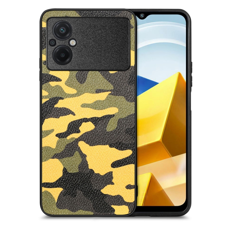 

For Xiaomi POCO M5 4G Camouflage Leather Back Cover Phone Case(Yellow)