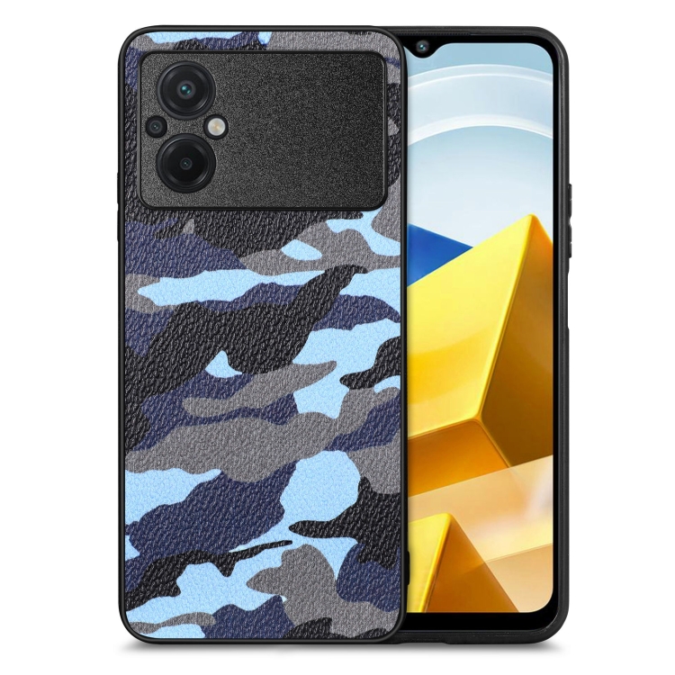 

For Xiaomi POCO M5 4G Camouflage Leather Back Cover Phone Case(Blue)