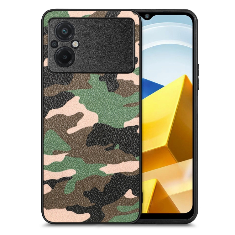 

For Xiaomi POCO M5 4G Camouflage Leather Back Cover Phone Case(Green)