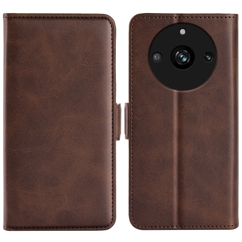 

For Realme Narzo N53 / C53 Dual-side Magnetic Buckle Horizontal Flip Leather Phone Case(Brown)