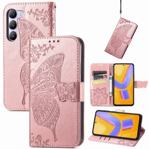 

For vivo V40 SE Butterfly Love Flower Embossed Leather Phone Case(Rose Gold)