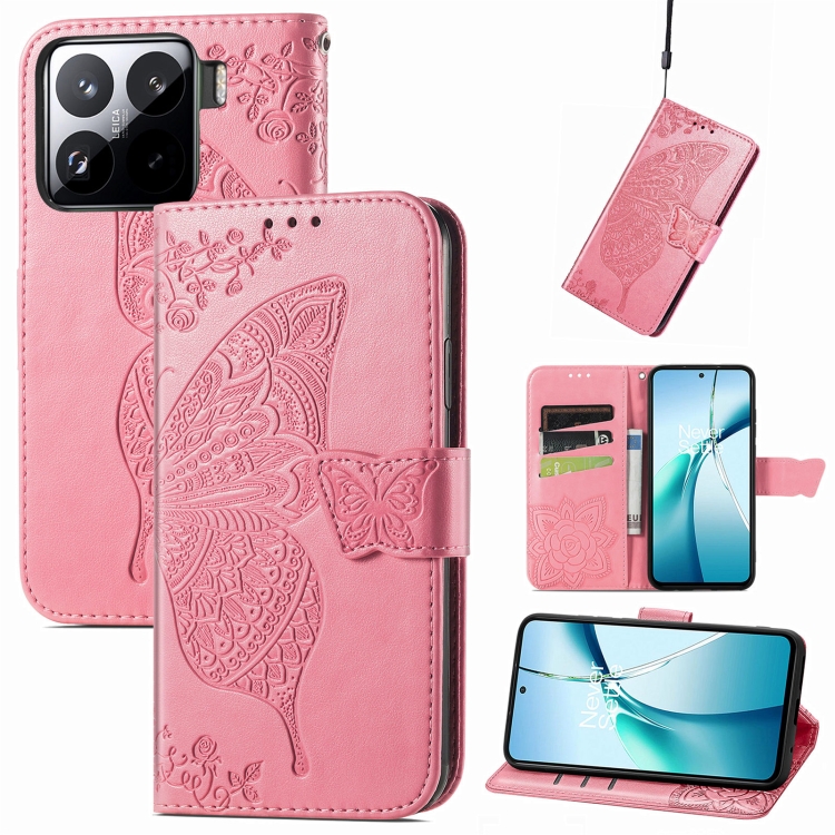 

For Xiaomi 15 Butterfly Love Flower Embossed Leather Phone Case(Pink)