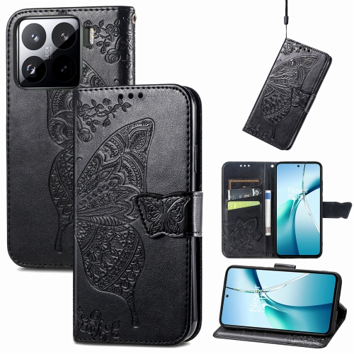 

For Xiaomi 15 Butterfly Love Flower Embossed Leather Phone Case(Black)