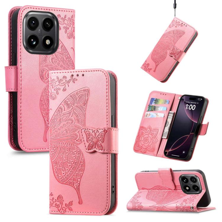 

For Xiaomi 15T Butterfly Love Flower Embossed Leather Phone Case(Pink)