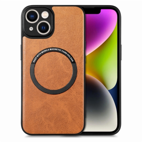 

For iPhone 14 Solid Color Leather Skin Back Cover Phone Case(Brown)