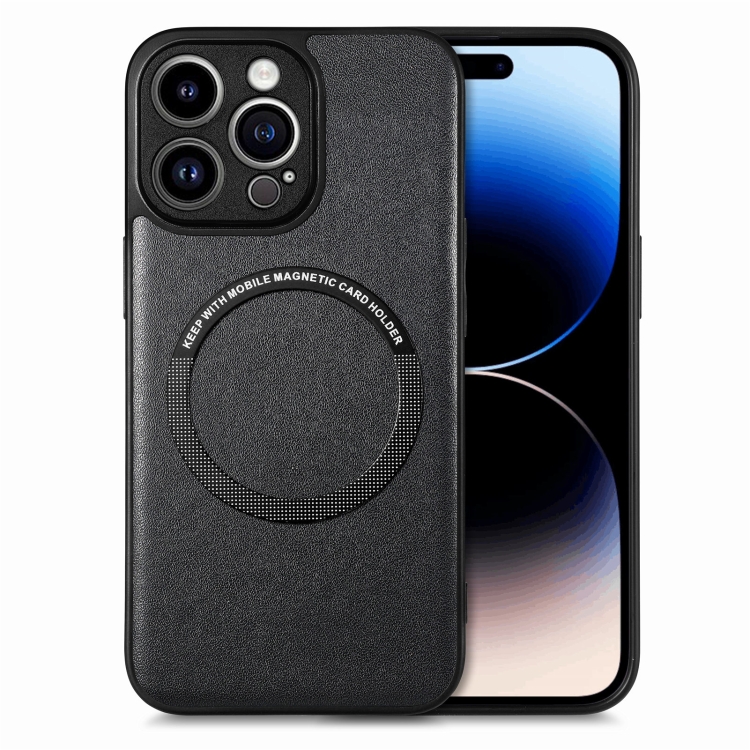 

For iPhone 14 Pro Solid Color Leather Skin Back Cover Phone Case(Black)