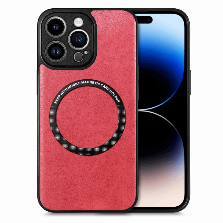 

For iPhone 14 Pro Max Solid Color Leather Skin Back Cover Phone Case(Red)