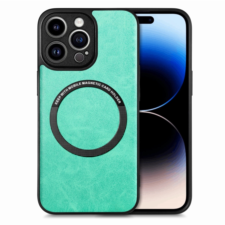 

For iPhone 14 Pro Max Solid Color Leather Skin Back Cover Phone Case(Green)