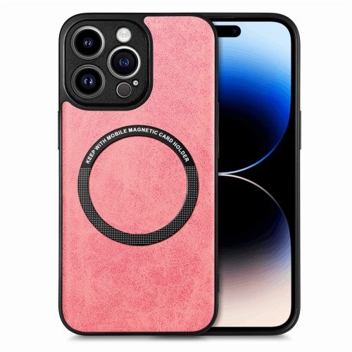 

For iPhone 14 Pro Max Solid Color Leather Skin Back Cover Phone Case(Pink)