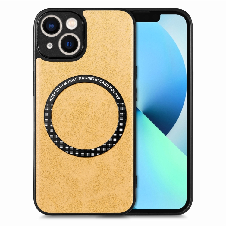 

For iPhone 13 Solid Color Leather Skin Back Cover Phone Case(Yellow)