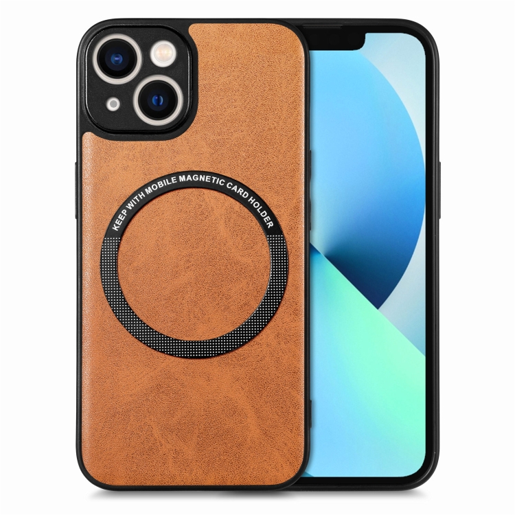 

For iPhone 13 Solid Color Leather Skin Back Cover Phone Case(Brown)