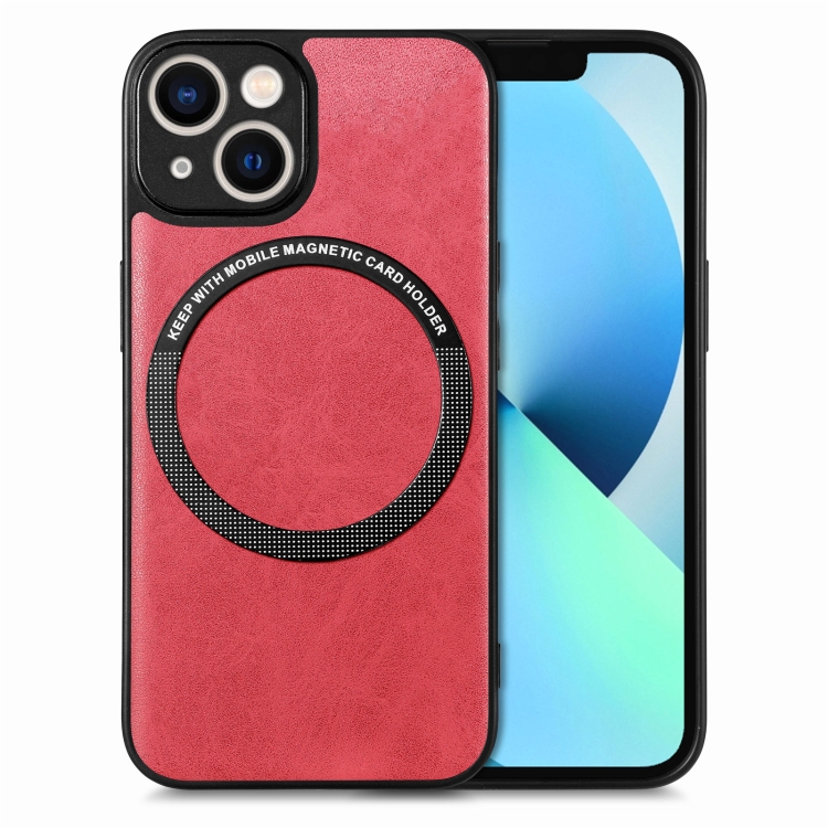 

For iPhone 13 mini Solid Color Leather Skin Back Cover Phone Case(Red)