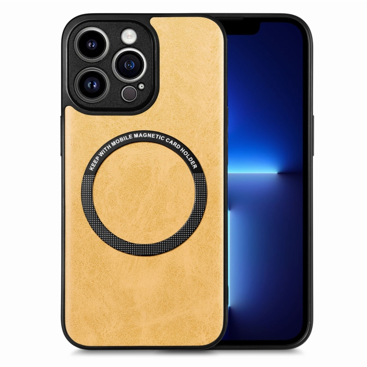 

For iPhone 13 Pro Solid Color Leather Skin Back Cover Phone Case(Yellow)