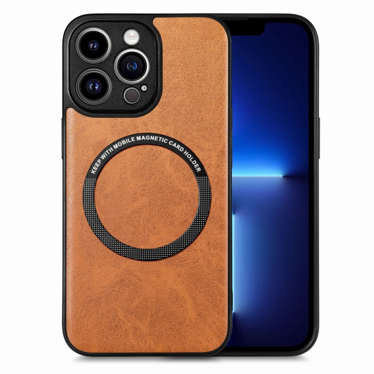 

For iPhone 13 Pro Solid Color Leather Skin Back Cover Phone Case(Brown)